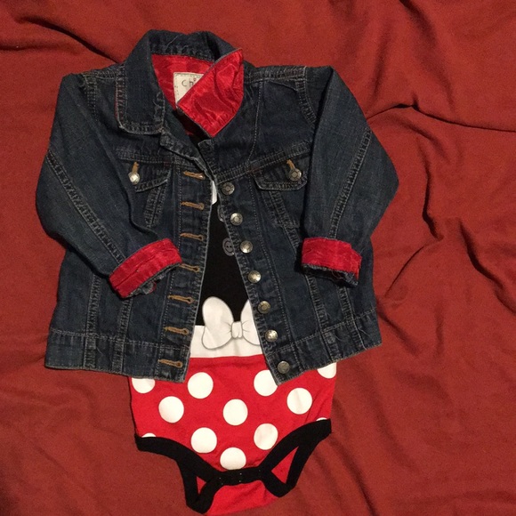 2 pieces for sale, size 18-24 month denim jacket and mini mouse bodysuit. - Picture 4 of 8